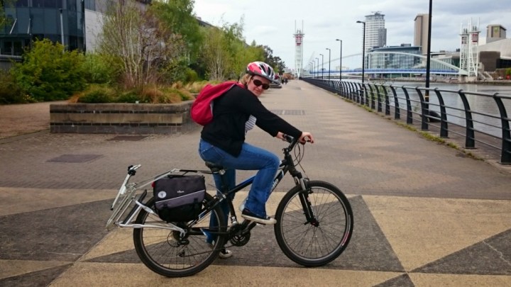 The FollowMe Tandem attached to the hook-up strap