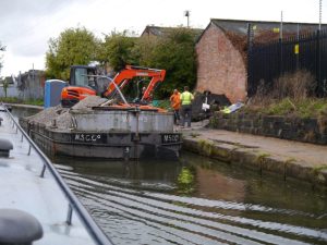 Workmen working on the new path