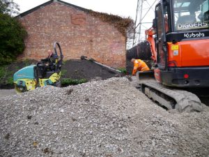 Workmen working on the new path