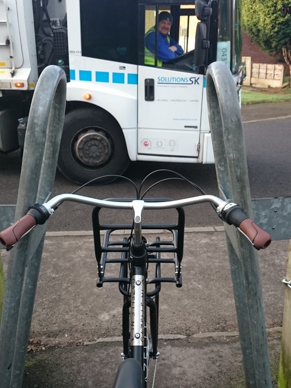 Barrier #1 - Negotiating barrier while a friendly bin man watches on