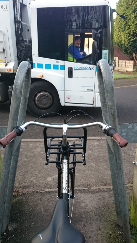 Barrier #1 - Negotiating barrier while a friendly bin man watches on