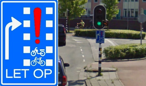 "LET OP" / "LOOK OUT" sign in The Netherlands courtesy of Pedestrianise London blog