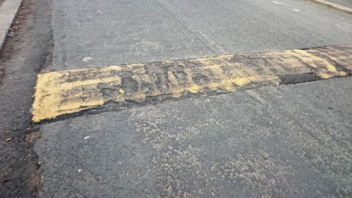 Poorly maintained, inadequate speed bump