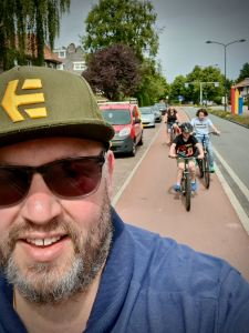 Stepped cycle track with on-street parking, not good