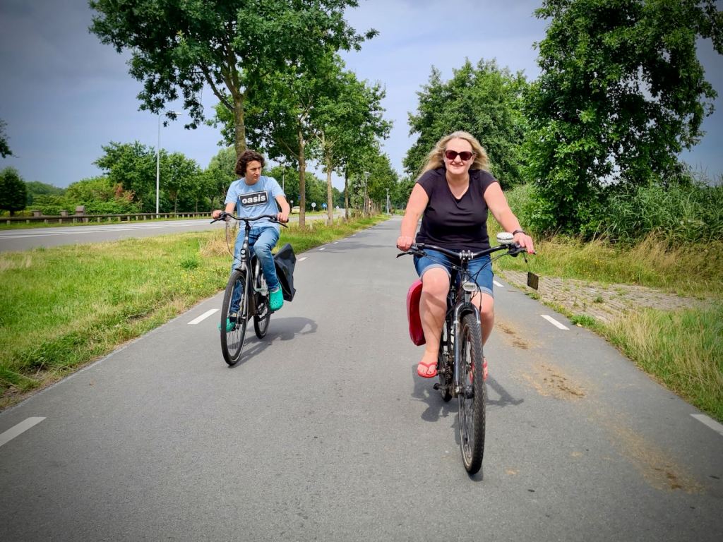 Further along, where the cycle path turns into a quiet street