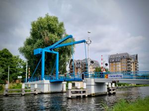 The blue Vlietlandbrug bridge