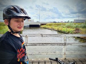 Our youngest not looking that impressed, A4 in the background