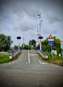Approaching a lifting bridge over the Vliet Canal
