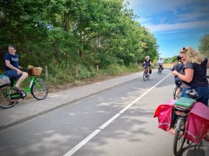 Waiting for the others to get up the hill