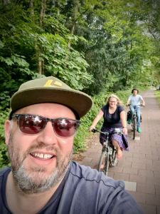 The three of us on the cycle path