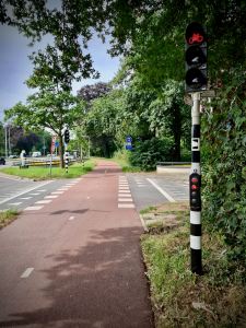 Waiting at the lights, on the N44