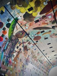 The ceiling inside the Markthal, Rotterdam