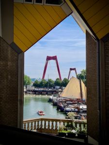 Looking out at the harbour from the Cube Houses