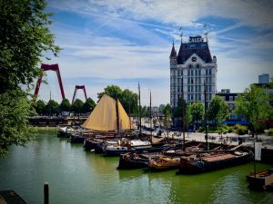 Looking out at the harbour from the Cube Houses