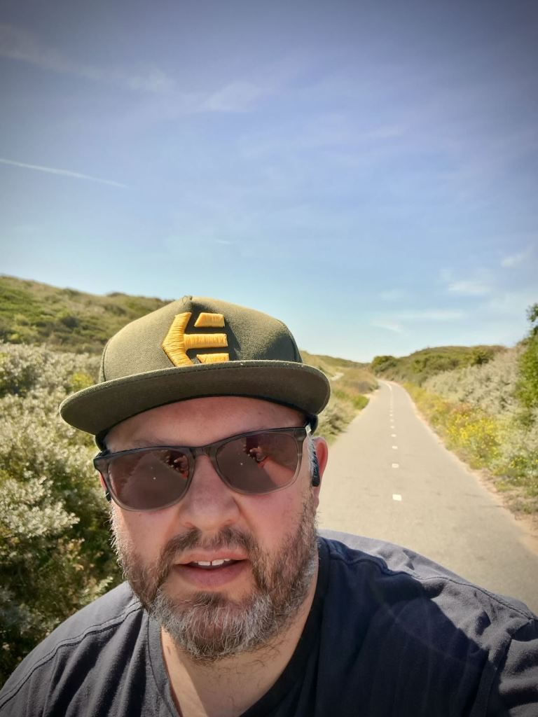 Selfie on the dune cycle route to Noordwijk