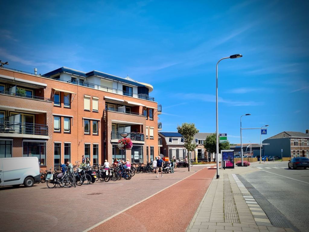 Very long continuous footway and cycle path across a junction