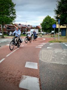 Approaching a junction on the cycle path