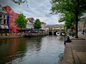 Looking towards Koornbrug, extra outdoor space using boats on the river
