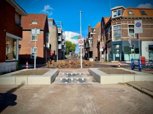 Modal filter at the end of a Woonerf (living street)