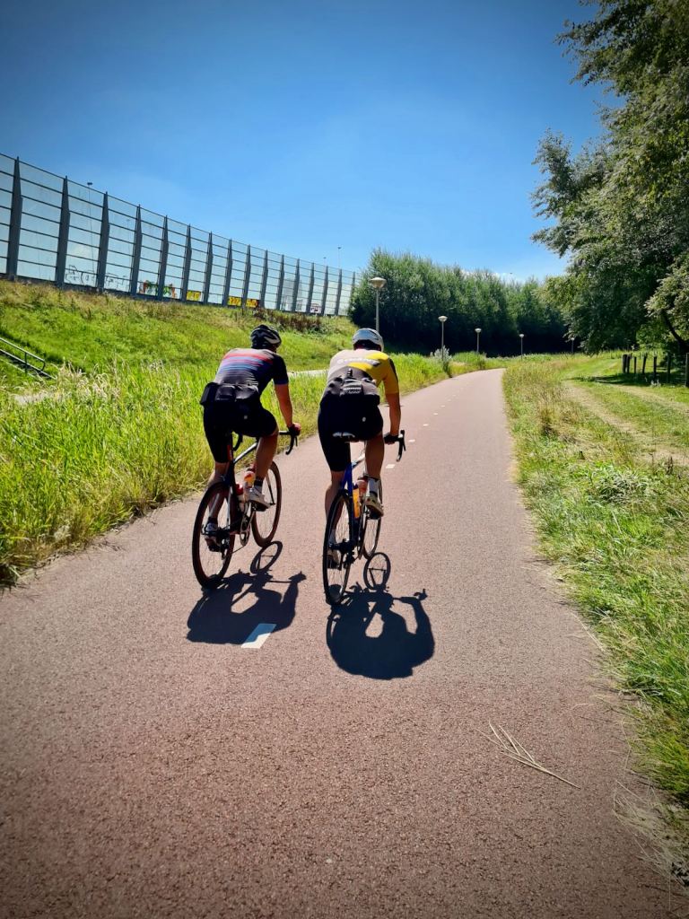 Sport cyclists overtaking us
