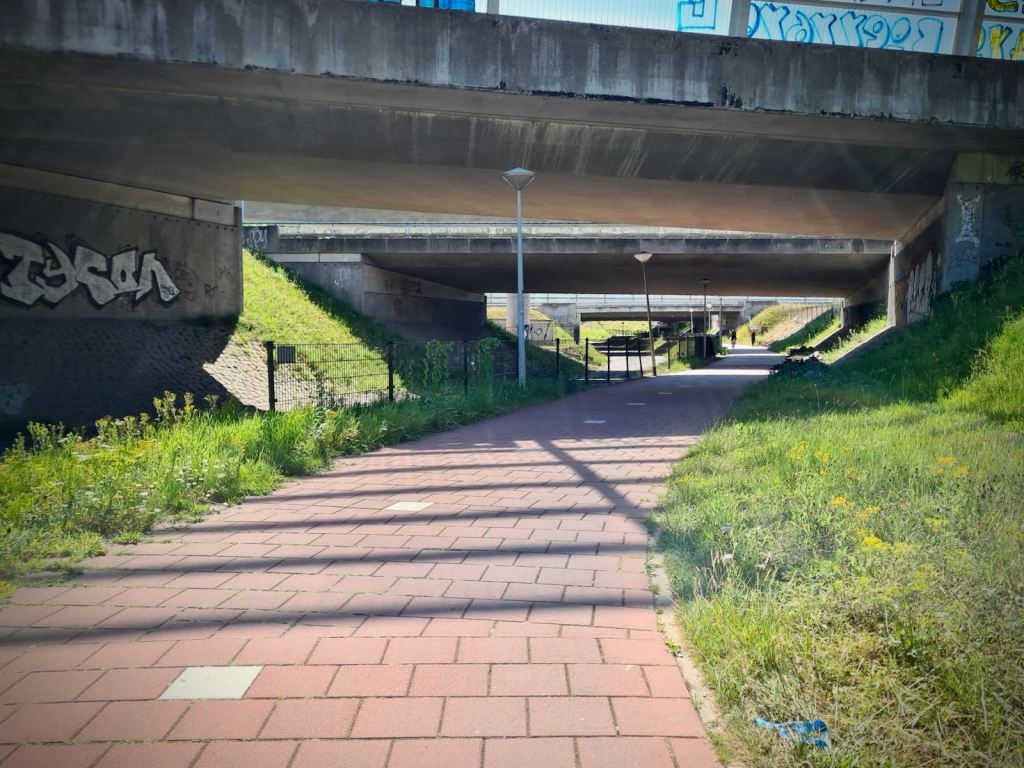Passing under the A10 motorway