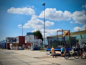 Trampoline and shipping containers