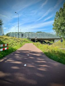 Approaching the A10 motorway underpass
