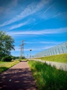 Cycle path next to the A8 motorway