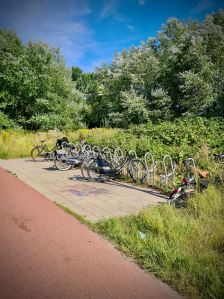 Cycle parking next to the cycle path