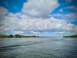 On F20 ferry on the North Sea Canal, looking west