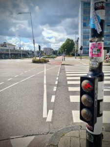 Waiting to cross the huge S102 junction
