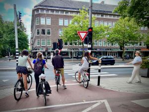 Waiting to cross the S105