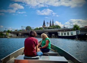 About to pass under the railway lines heading to Amsterdam Centraal