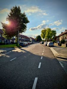Painted lanes on Meteorenweg