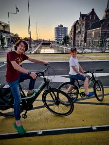 The boys at Zaandam locks on Beatrixbrug