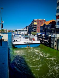 Boat leaving the large Zaan locks