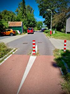 Bollard at the end of the cycle path