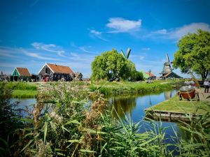 Buildings and windmills