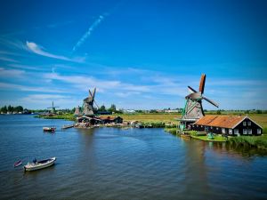 View across the Zaan from the windmill Verfmolen De Kat