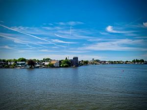 View across the Zaan from the windmill Verfmolen De Kat