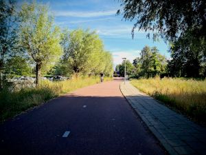 Approaching a railway bridge over De Gouw