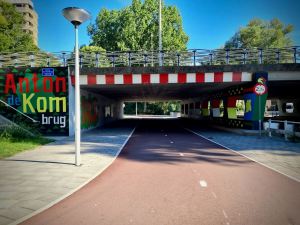 Newly installed cycle path under Vermiljoenweg bridge