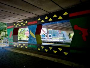 Colourfully decorated underpass, under Vermiljoenweg bridge