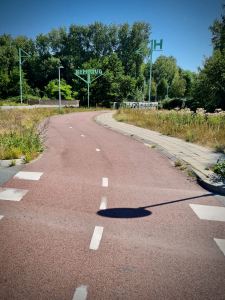 Crossing the S152 on a Dutch roundabout
