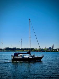 Boat on the North Sea Canal passing
