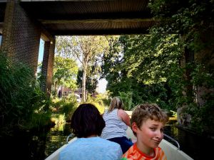 Passing under a walking bridge