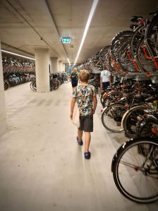 In the underground cycle parking at Delft station