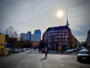 Cycling along Rosa-Luxemburg-Straße