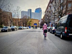 Cycling along Rosa-Luxemburg-Straße