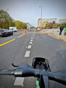Cycling along Spandauer Str.